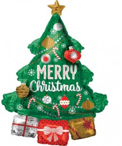 Decorazioni Natalizie 94.Pallone Foil Multi 94 X 86 Cm Christmas Tree 1 Pz Divertifeste